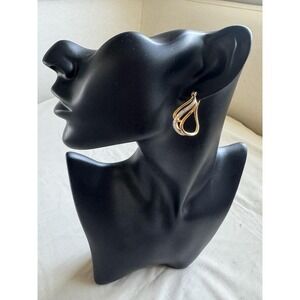 VINTAGE Gold Tone Earrings Teardrop Twist With Rhinestones Marked BB PAJ China